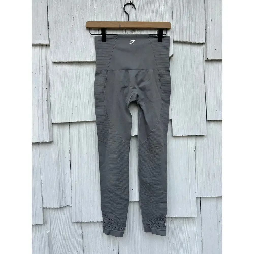 Gymshark Energy+ Seamless Leggings High Waisted Breathable Knit Gray Size S‎
